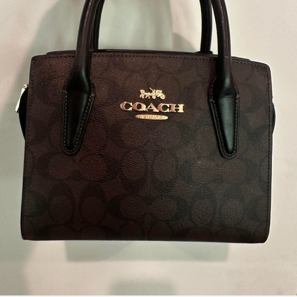 Coach Brown Satchel with Structured Design and Gold-Tone Branding